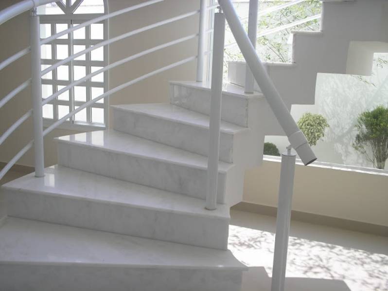 Quanto Custa Escada de Granito Branco Ubatuba - Escada Revestida de Mármore Carrara